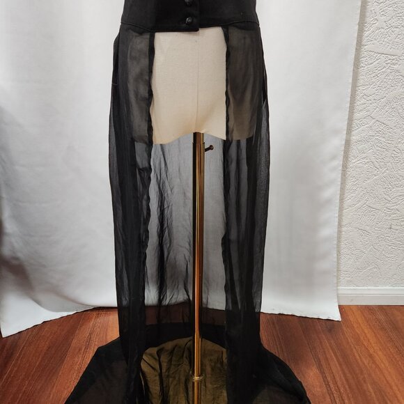 Sheer Black Gothic Style Skirt cape Front Closure - Picture 2 of 2